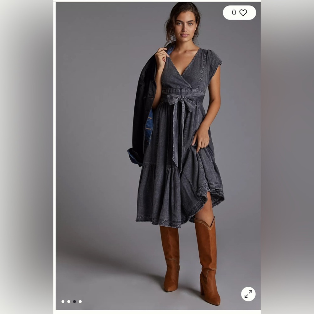 NWT Pilcro Charcoal Denim MIDI Dress with Zipper - Picture 3 of 16